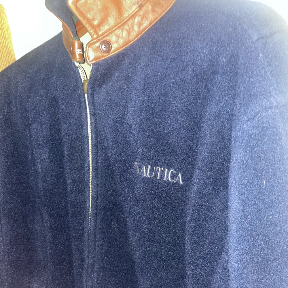 💰Nautica Men's Reversible Bomber Jacket - Navy and Beige